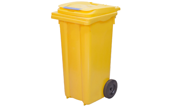 120 LT Plastik Çöp Konteyneri Sarı