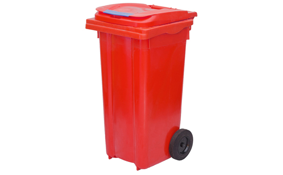 120 LT Plastik Çöp Konteyneri Kırmızı
