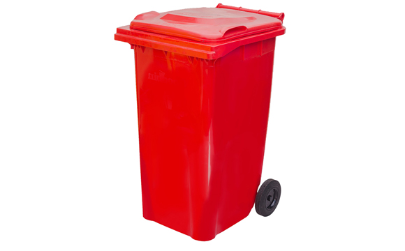 240 LT Plastik Çöp Konteyneri Kırmızı